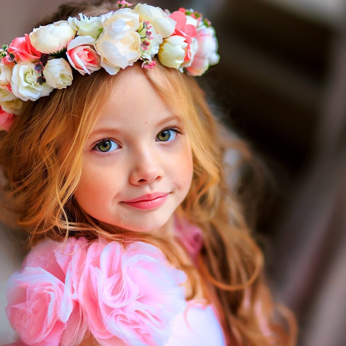 Cute Pink Flower Girls Dresses For Wedding Hand Made Floral Children Kids Party Communion Birthday Gowns