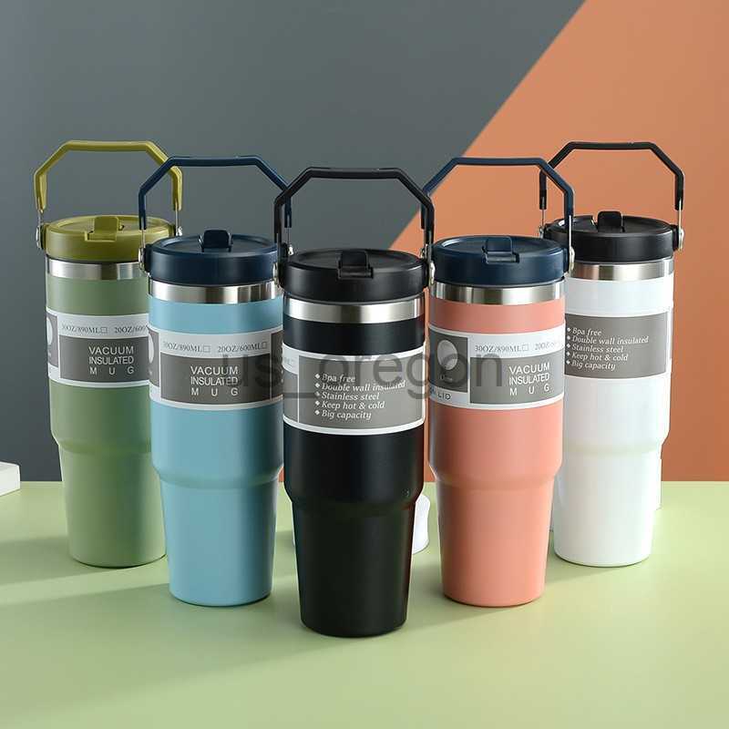 Thermoses 30OZ 900ML Insulated Tumblers Portable with Handle Thermal Drink Water Bottle Leakproof Keep Drinks Hot Cold for Home Office Car x0904
