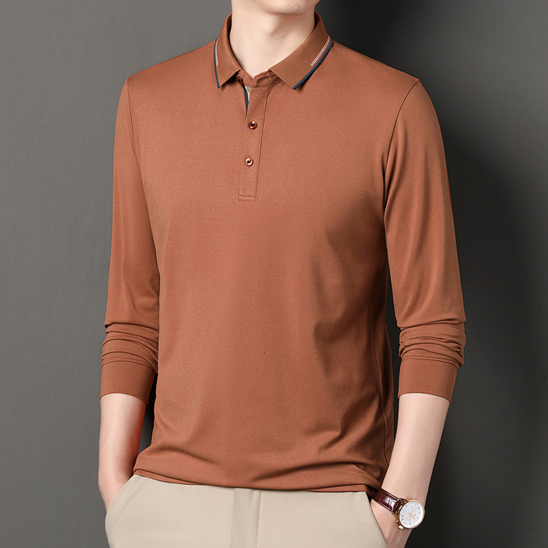 Men's Polos 2023 High End Spring and Autumn Polo Shirt Long Sleeve Loose Fitting Fashion Casual Business Top 230901