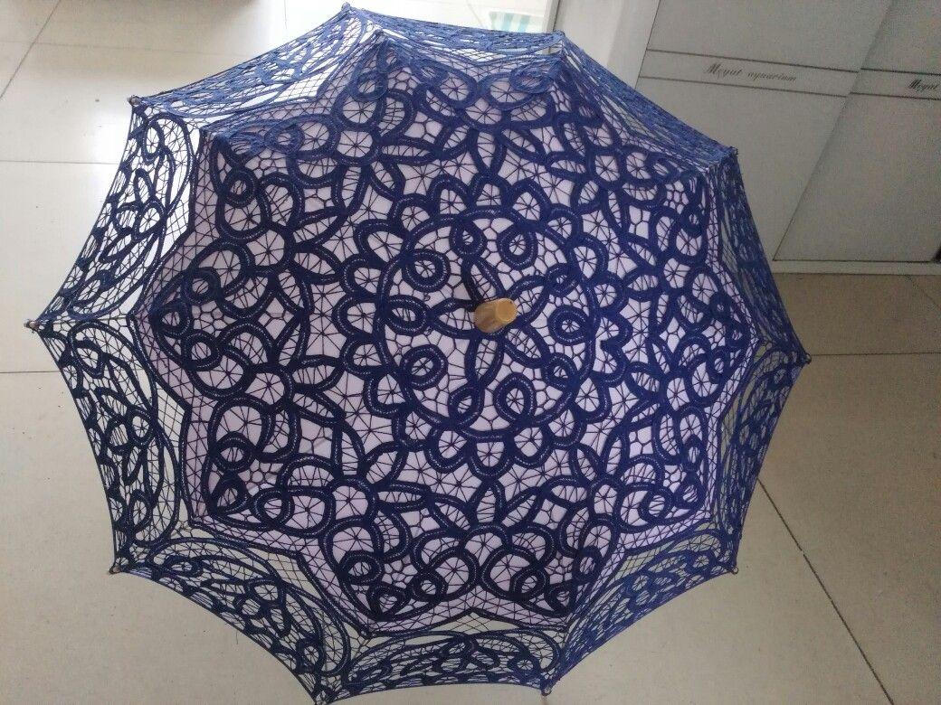 48cm Long handle lace Umbrellas Handmade Art wedding Bridesmaid gifts Embroidery Wedding Umbrella parasol Romantic Bridal ZZ