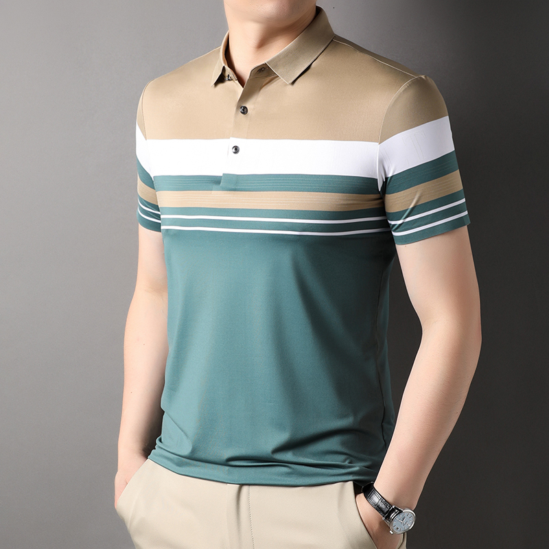 Men's Polos Top Grade Yarndyed Nonmarking Process Summer Polo Shirts For Men Slim Fit Short Sleeve Casual Tops Fashions Mens Clothes 230901