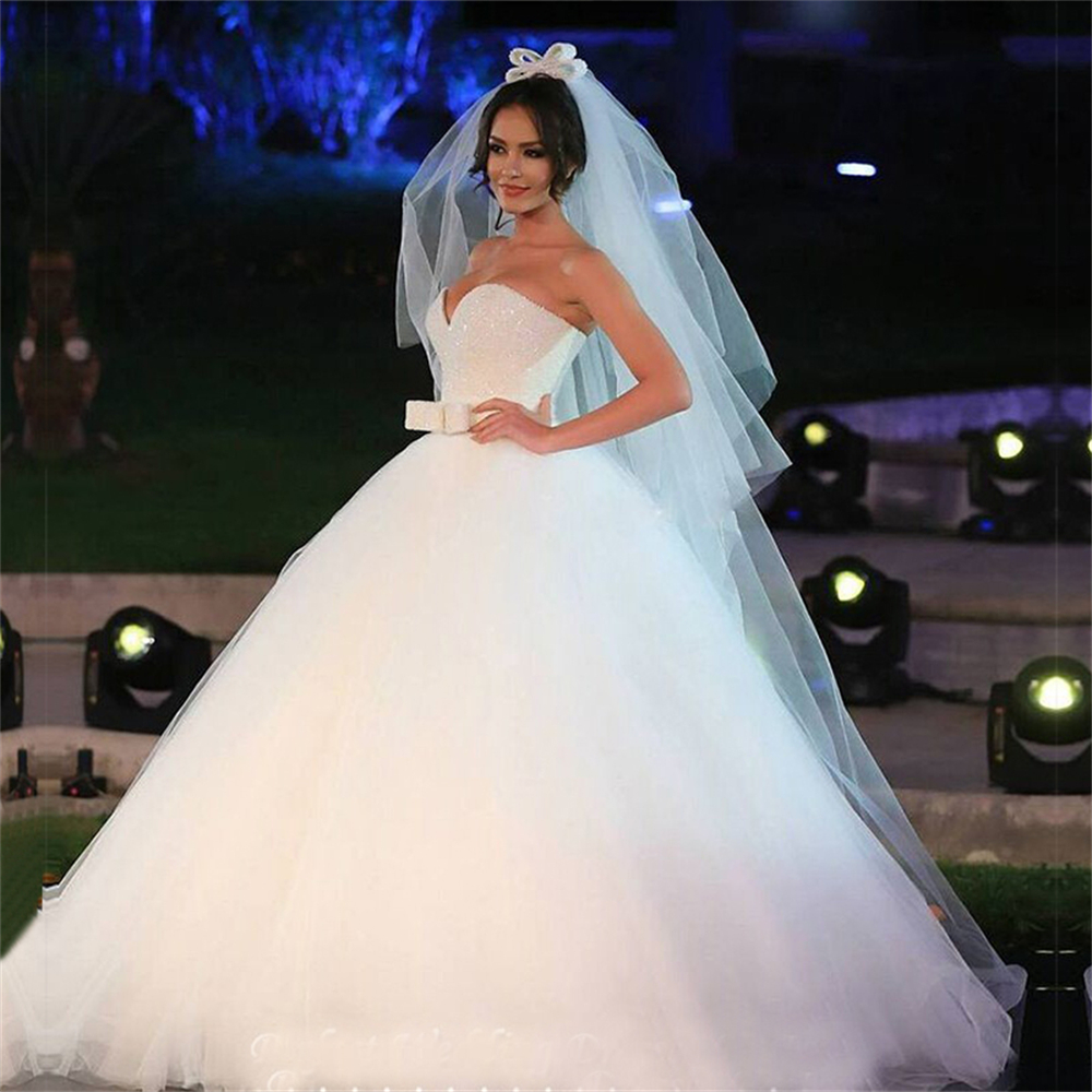 ZJ9024 Women's Beaded Wedding Dress for Bride Ball Gown Bridal Women Customer Made 2024 Bow Belt