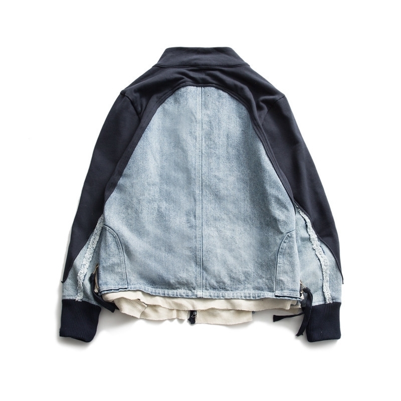 Men's Jackets ABOORUN Fashion USA Patchwork Denim Vintage Striped Ripped Jean Coat for Male 230901