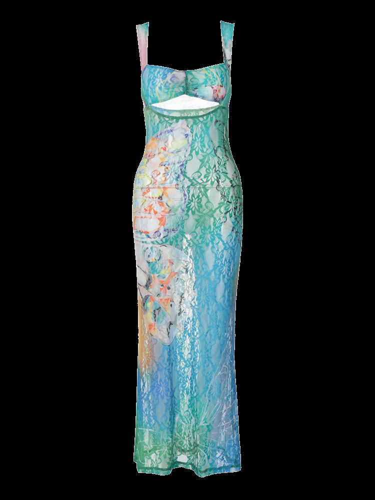 Basic Casual Dresses Dulzura gaun Maxi potongan Motif renda Bodycon seksi pesta klub Y2K pakaian Streetwear perban Vestido klasik Prom 230904