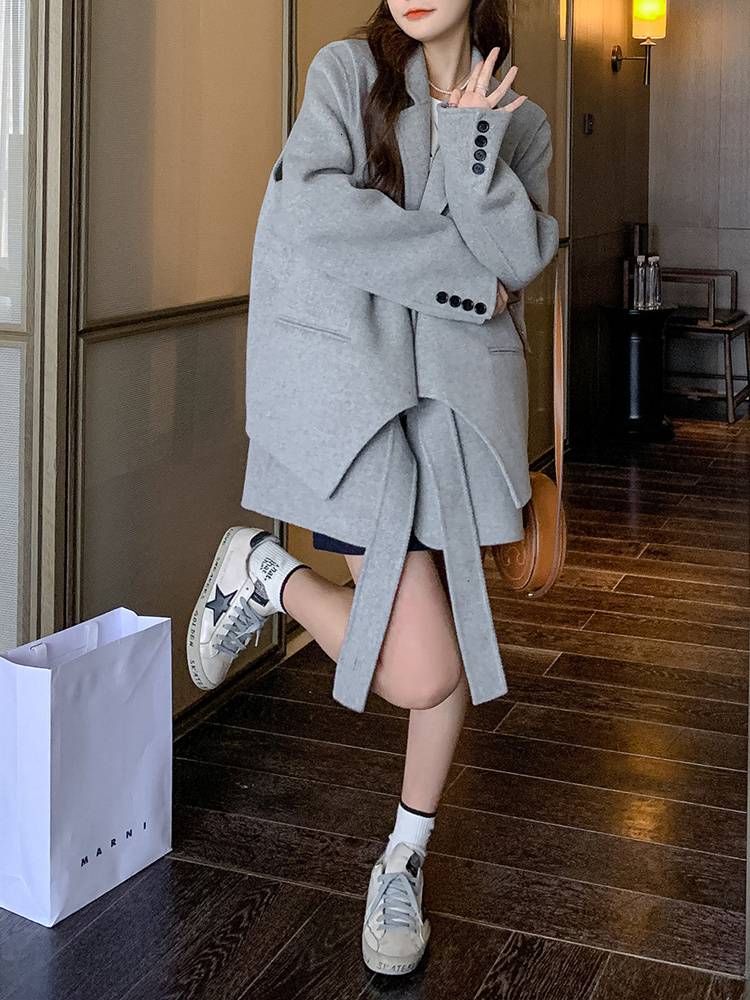 Women s Jackets BZVW rompi Blazer desainer kain wol dua potong wanita mantel setelan temperamen mode baru musim gugur dan dingin 2023 230904