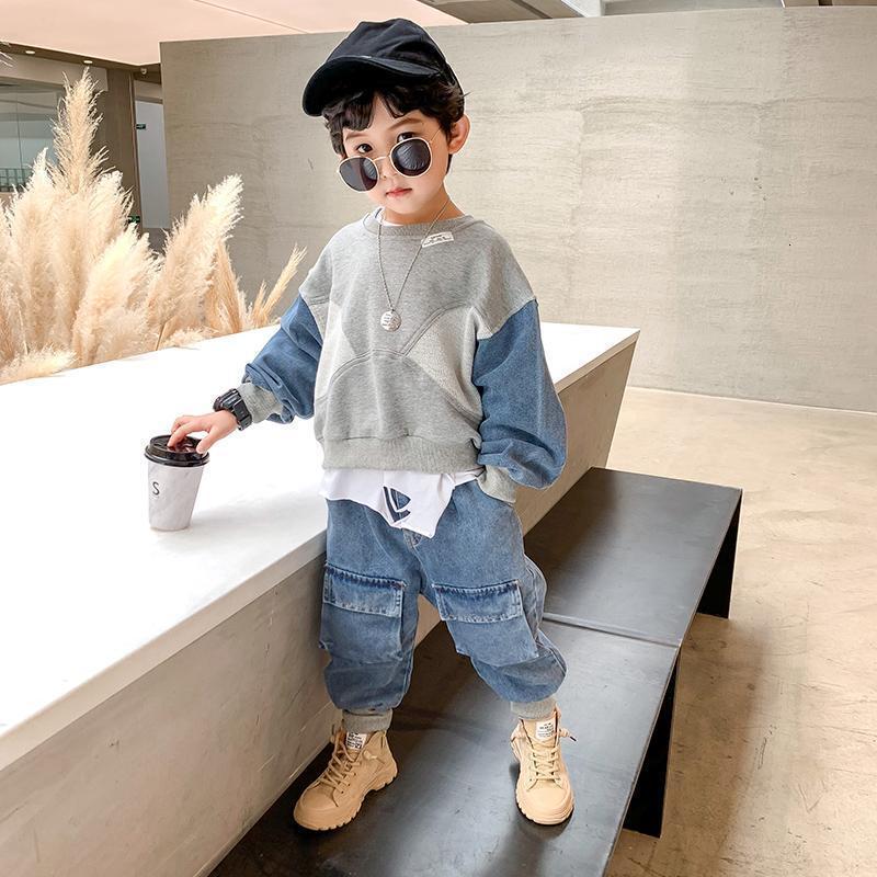 Clothing Sets 2-8 Yrs Baby Boys Fashion Clothing Sets Spring Autumn Children's Denim Korean Style Suit for Kids Two-piece Toppant Set 230904