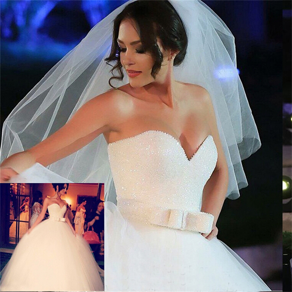 ZJ9024 Women's Beaded Wedding Dress for Bride Ball Gown Bridal Women Customer Made 2024 Bow Belt
