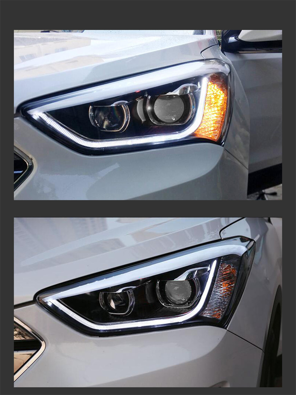 LED Head Lights For Hyundai Santafe ix45 2013-20 15 LED Dynamic Turn Signal Running Lights Front Headlights