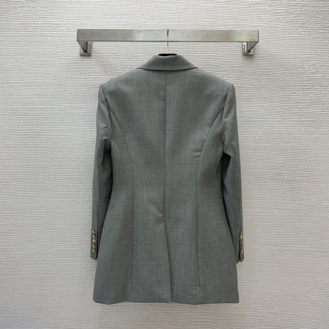 Women's Long Sleeve Gray Cotton Blend Blazer With Button Decoration - Lapel Neck, Athleisure Style, Daily Outfit,