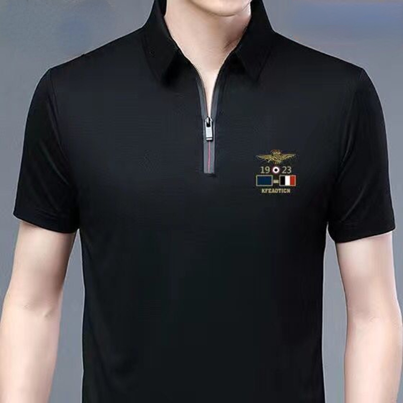 Men's Polos Men Summer Polo Shirts Cotton Short Sleeve Turndown Collar Tshirts Zipper Business Casual Clothing 230901