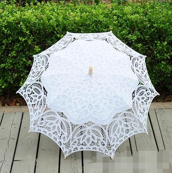 48cm Long handle lace Umbrellas Handmade Art wedding Bridesmaid gifts Embroidery Wedding Umbrella parasol Romantic Bridal ZZ