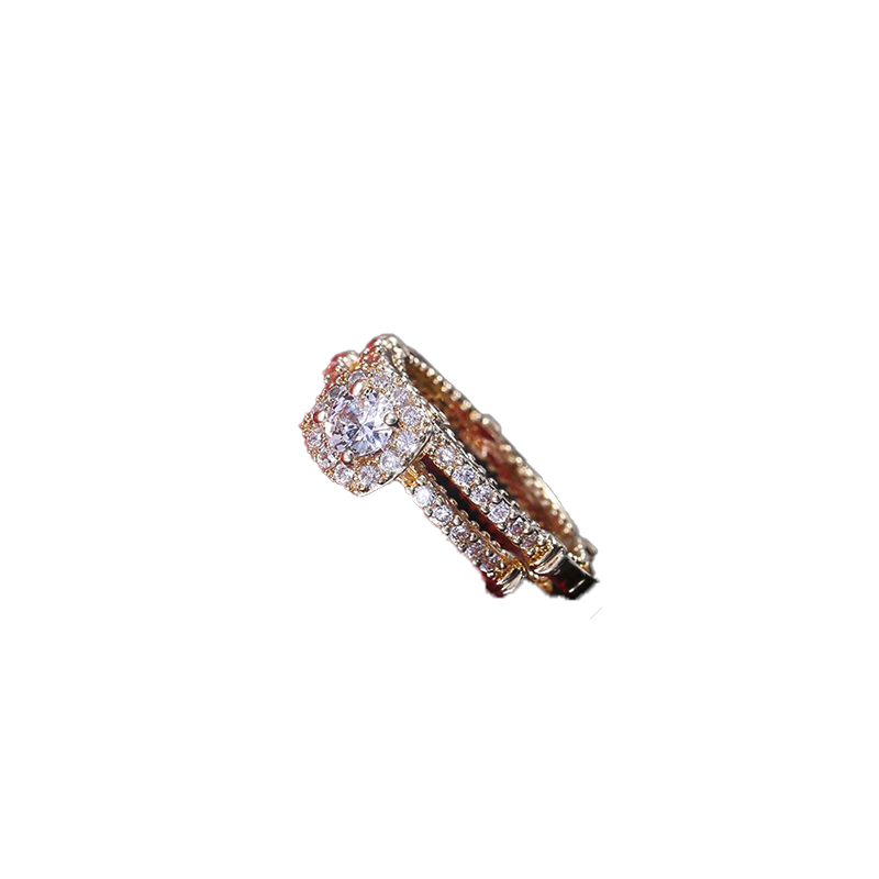 Goldplated microset zircon Diamond Couple Rings Jewelry for lady engagement Love Ring 6 7 8 9 10270a