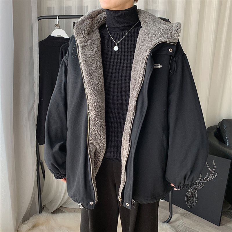 Men's Jackets Winter Jacket Men Casual Warm Hooded Coats Wild Cargo Padded Plus Velvet Thickened Coat Loose Mens Hoodies Chaqueta 230901