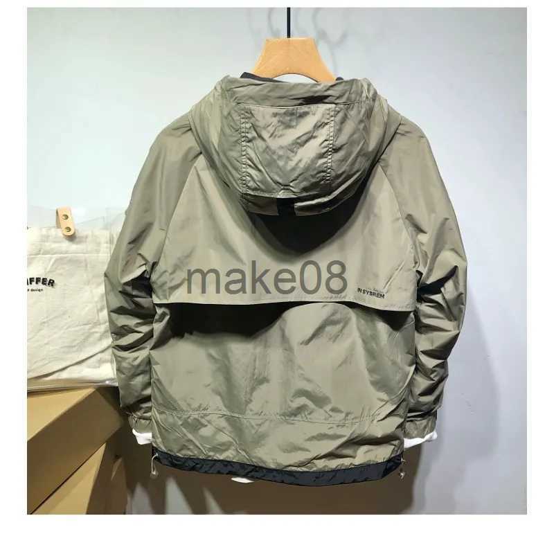 Men's Jackets Men's Clothing Spring Autumn New Men's Hooded Solid Color Pockets Cargo Jacket Short Japanese Fashion Loose Allmatch Male