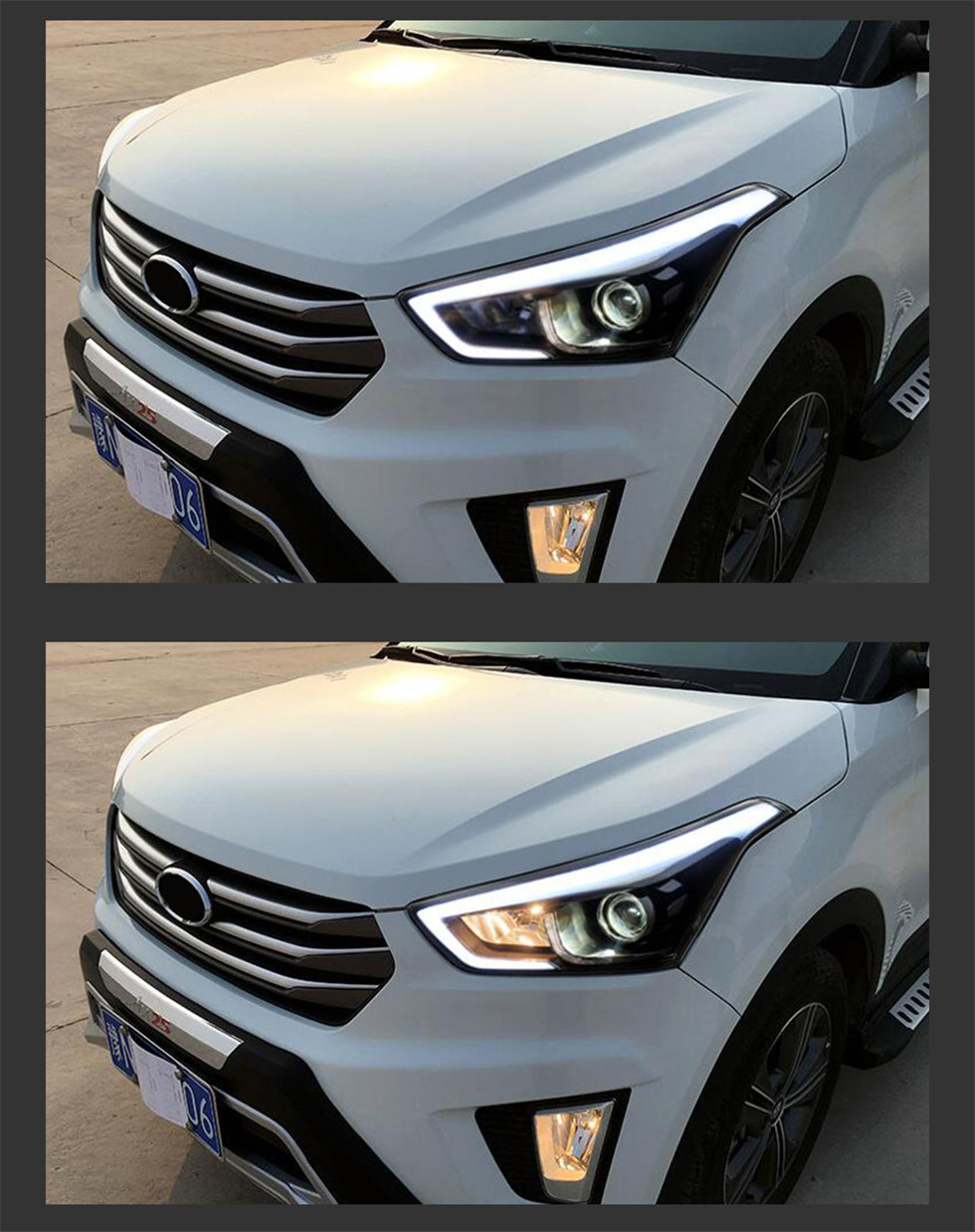 Car Styling Headlight For Hyundai ix25 2014-20 17 LED Signal Front Headlights Replacement DRL Daytime Light