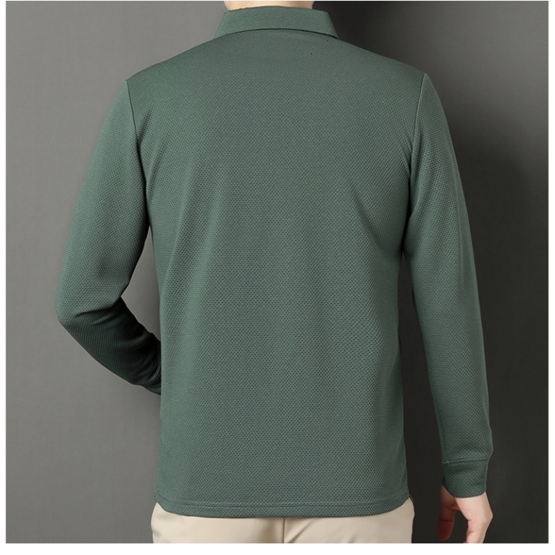 Men's Polos High end Spring and Autumn Polo Shirt Long Sleeve Loose Solid Color Fashion Business Casual 230901