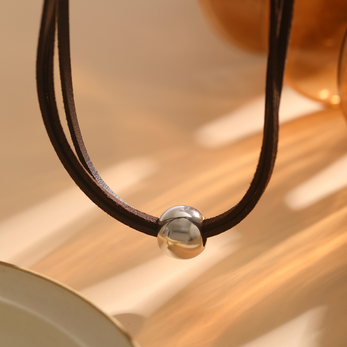 Punk Black Leather Layered Choker Necklace Adjustable Fashion Collar Big Round Gold Color Beads Charm Beading Rock Grunge Wolf Tide Jewelry Gifts for 