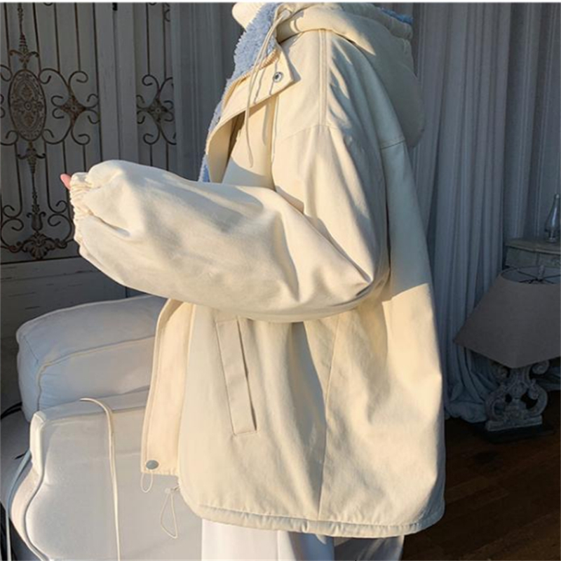 Men's Jackets Winter Jacket Men Casual Warm Hooded Coats Wild Cargo Padded Plus Velvet Thickened Coat Loose Mens Hoodies Chaqueta 230901