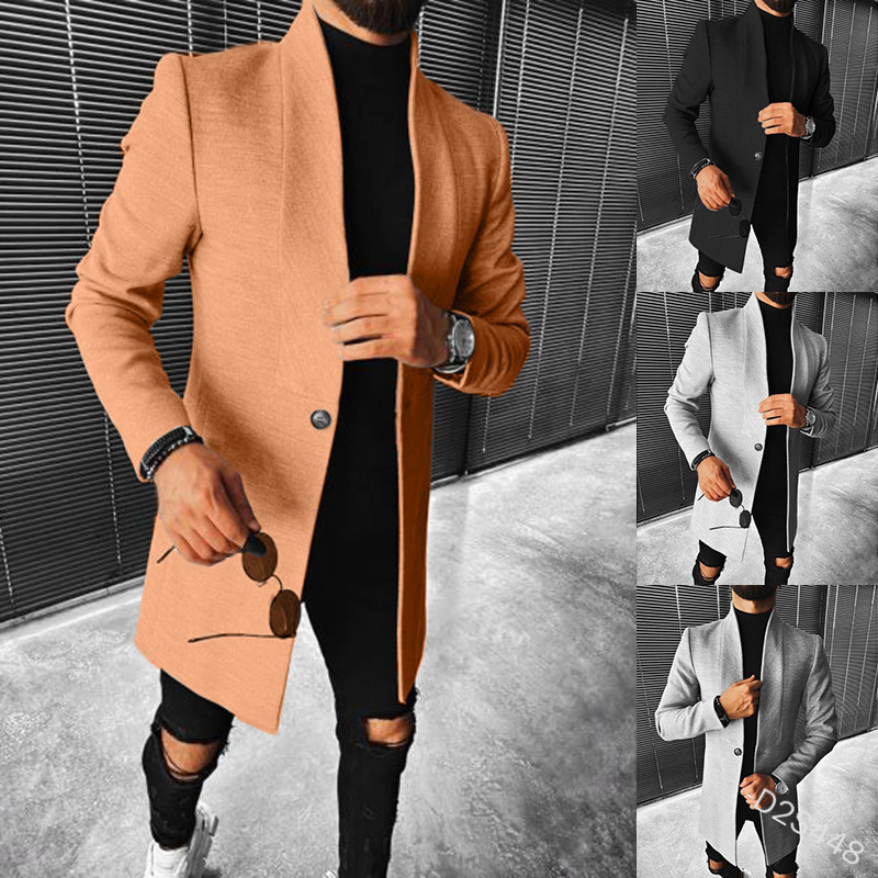Men's Jackets Mens Woolen Coat Fashionable Standing Collar Medium Length Autumn and Winter Slim Fitting Windbreaker Man Overcoat 5XL 230901