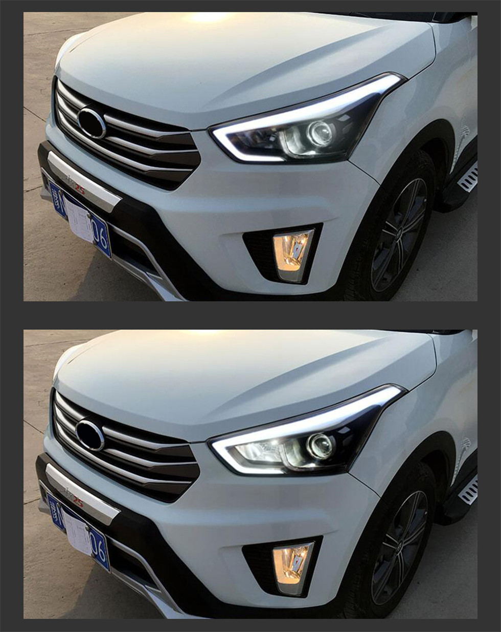 Car Styling Headlight For Hyundai ix25 2014-20 17 LED Signal Front Headlights Replacement DRL Daytime Light