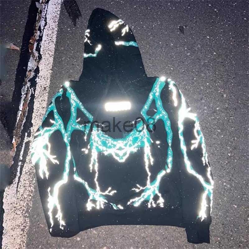 Oversized Hoddies Mens Hoodies Sweatshirts High Quality Reflective Missing Lighing Women Pullover Oversi Sweatshzeirts Fashion Hoodie Drop Shoulder Ho
