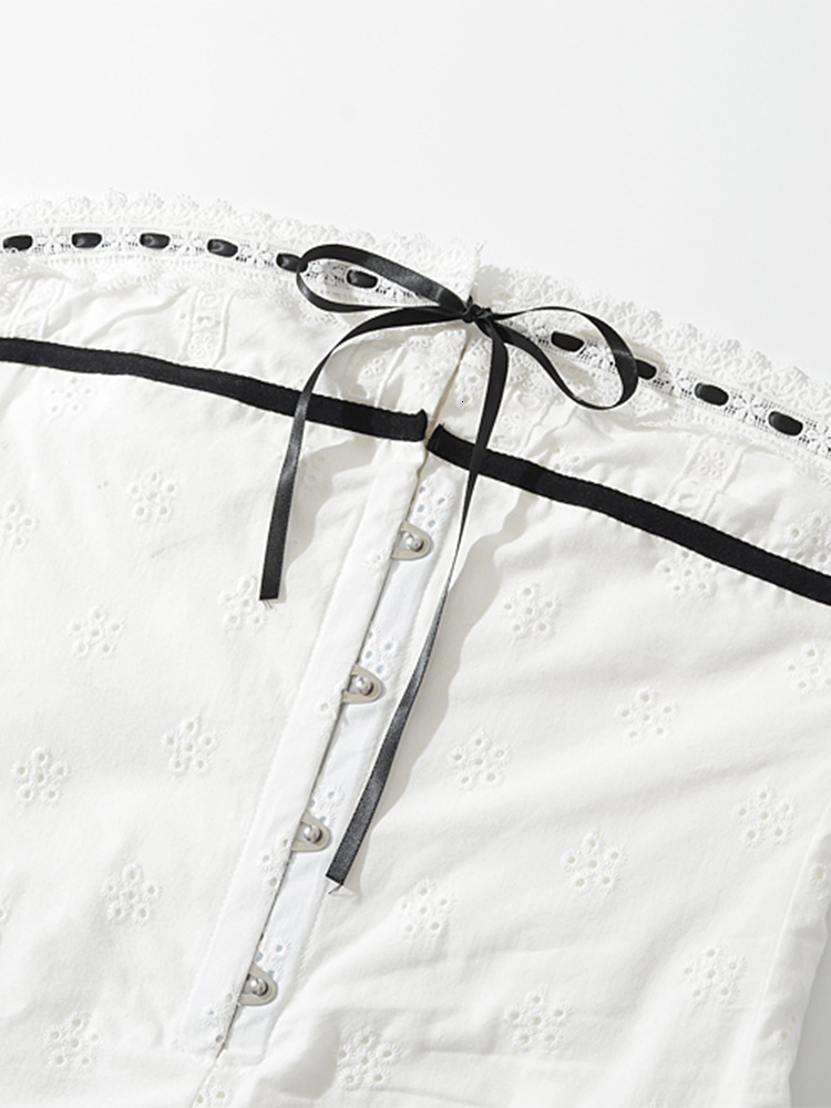 Basic Casual Dresses 2023 gaun Mini tanpa lengan berenda bahu terbuka renda manis populer mode musim panas wanita pendek Super dasi belakang 230904