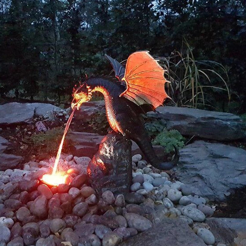 Garden Decorations Precision Casting Fire breathing Dragon Sculpture Waterscape Resin Fountain Home Decoration 230901