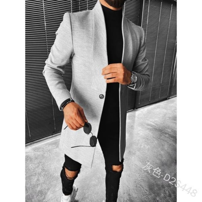 Men's Jackets Mens Woolen Coat Fashionable Standing Collar Medium Length Autumn and Winter Slim Fitting Windbreaker Man Overcoat 5XL 230901