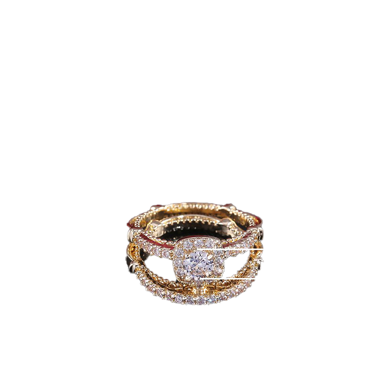 Goldplated microset zircon Diamond Couple Rings Jewelry for lady engagement Love Ring 6 7 8 9 10270a