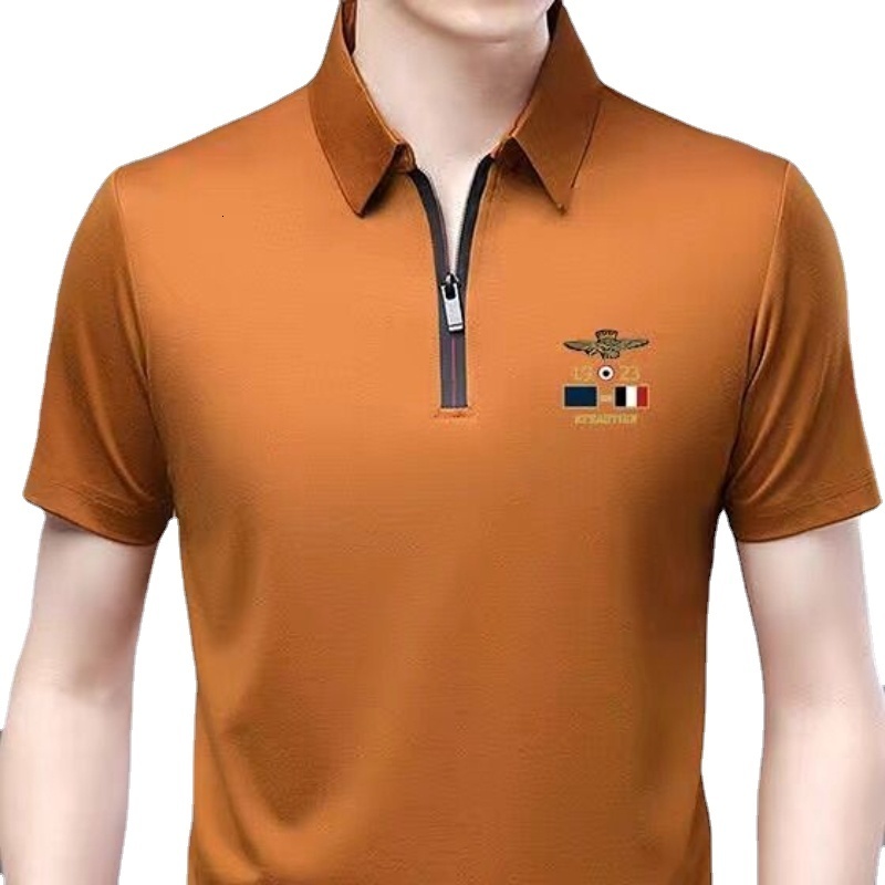 Men's Polos Men Summer Polo Shirts Cotton Short Sleeve Turndown Collar Tshirts Zipper Business Casual Clothing 230901