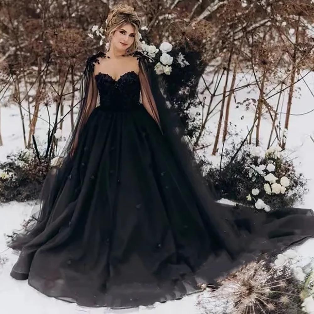 Bridal Gowns Black Wedding Dresses Formal A e Tulle Applique Beaded Zipper Lace Up Custom New Plus Size Sleeveless Sweetheart Hand Made wers