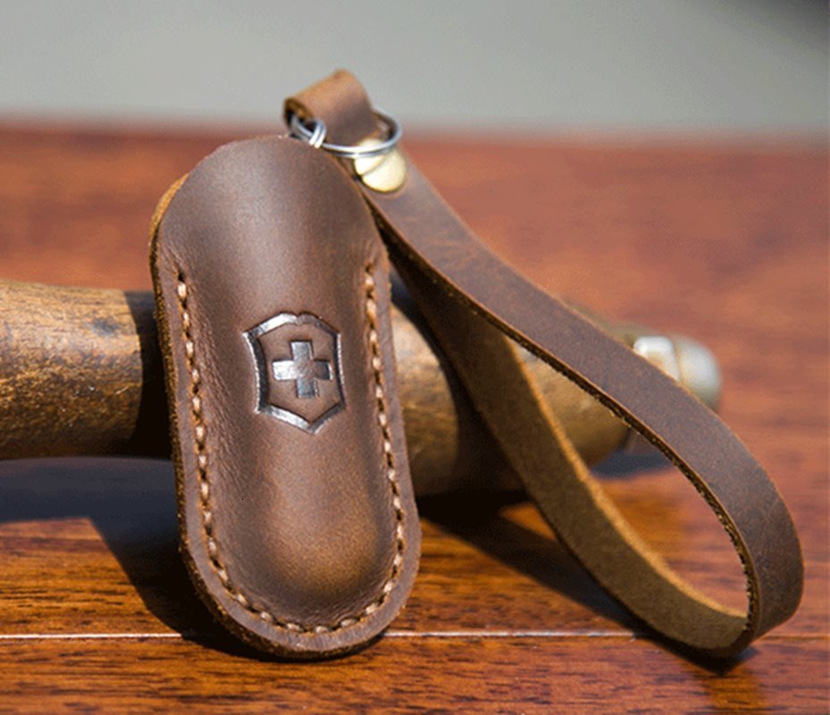 Outdoor Gadgets Hand-stitched Cowhide Leather Sleeve Knife Case Holster for Swiss Army Knife 58/84/91/111mm Password Wigo Slow Production 230905