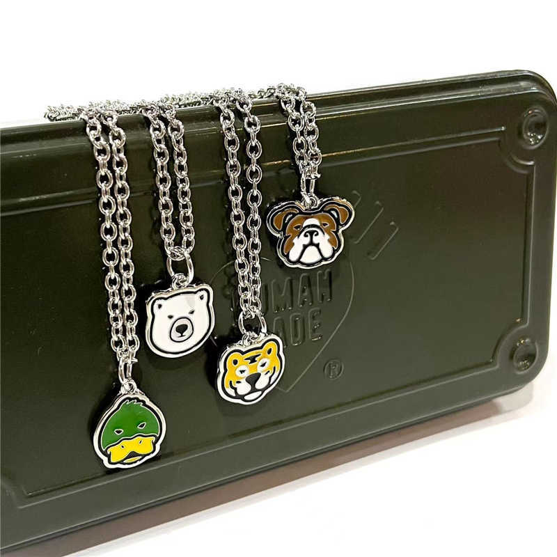 Pendant Necklaces 2022 Human Made Animal Head Neckle Men Women Best Quality Tiger Polar Bear Duck Bulldog Neckle Patchwork Chain J230905