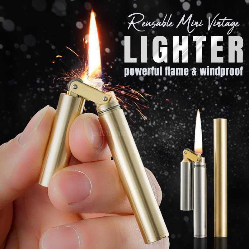 Nunchakus Lighter for Men Dad Husband Christmas Gift Vintage Nunchucks Kerosene Windproof Brass Stainless Steel ZV7O W260202