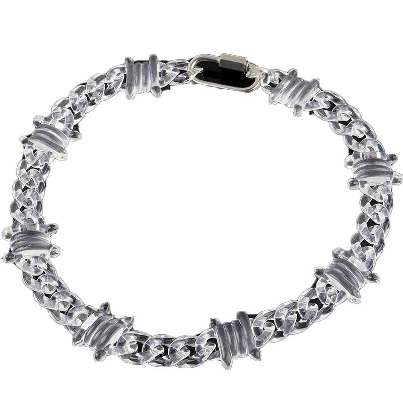 Punk Transparent Acrylic Chain Lock Necklace For Men Women Resin Clear Spike Collar Pendant Fashion Jewelry Chains