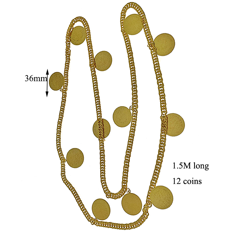 Navel Bell Button Rings Long Chain Turkish Coin Necklace for Women Kurdish Wedding Jewelry Chians Gold Plated Ethnic Bridal Jewelry Body Jewelry 23090