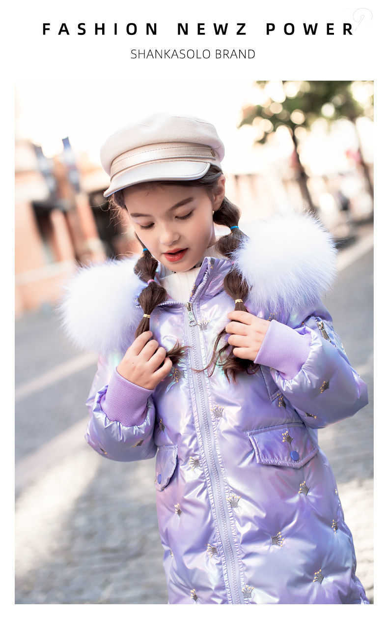 Down Coat Girls Jacket Winter Bright Waterproof Padded Coat Thick Warm Kids Down Cotton Outwear Jacket Children Clothing 5 6 8 10 12 Years R230905