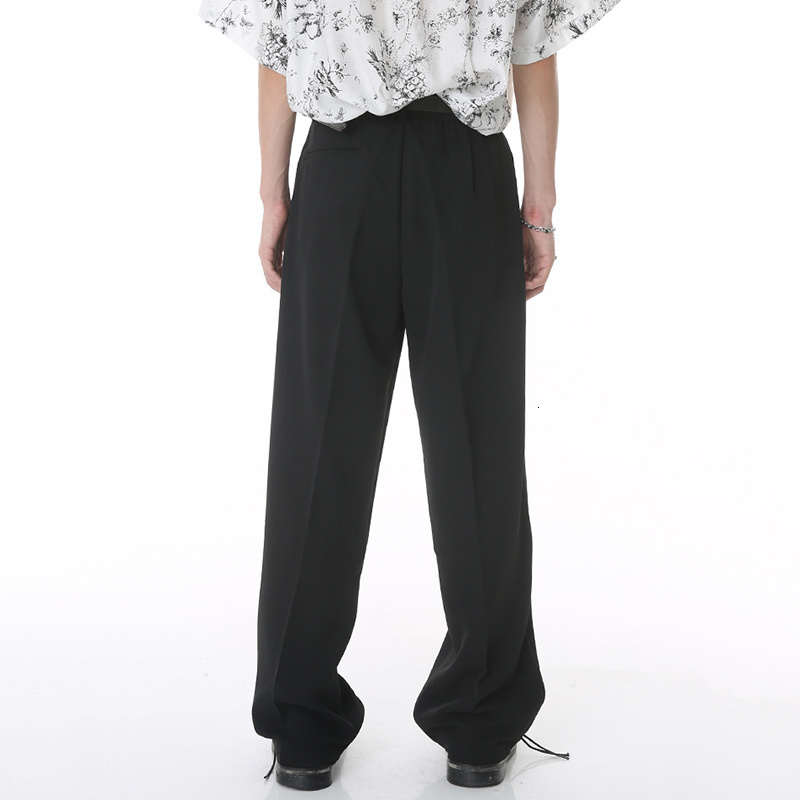 Mens Pants SYUHGFA Solid Color Casual Suit Trendy Summer Thin Simple Loose Pleated Wide Leg Straight Trousers Korean Fashion 230904