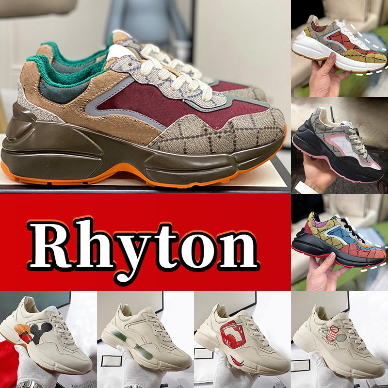 Rhyton sneakers designer shoes Multicolor sneaker men women platform shoe old daddy Leather Printed Chunky Luxury Vintage Logo beige canvas mens Casual trainers