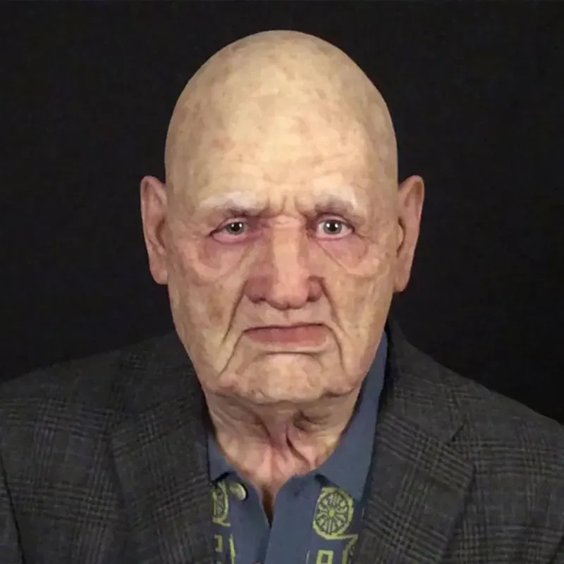 Party Mas Old Man Scary Cosplay Full Head Latex Halloween Funny Helmet Real CPA5780 Sep05