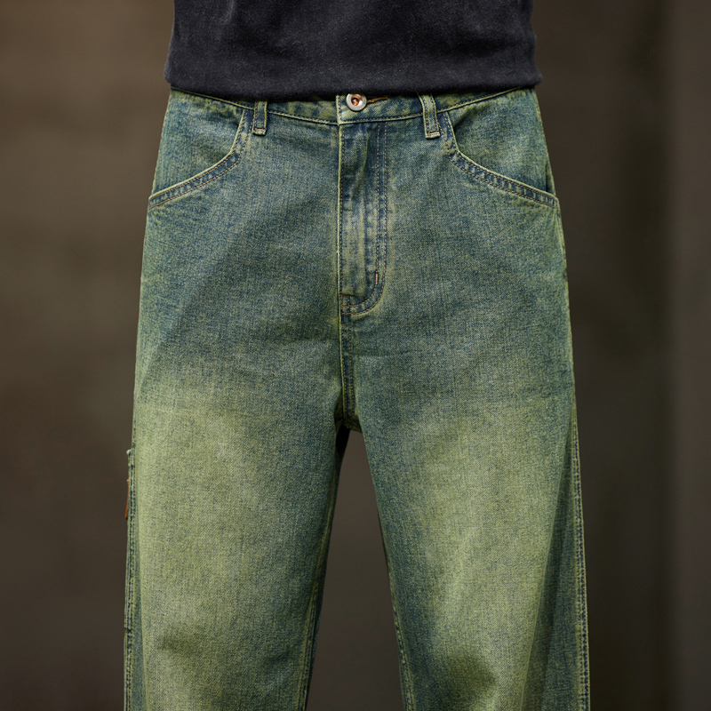 Men's Jeans Wide Leg Jeans Men Baggy Pants Summer Straight Cut Loose Retro Blue Denim Pants Streetwear Fashion Pockets Vintage Man Clothes 230904