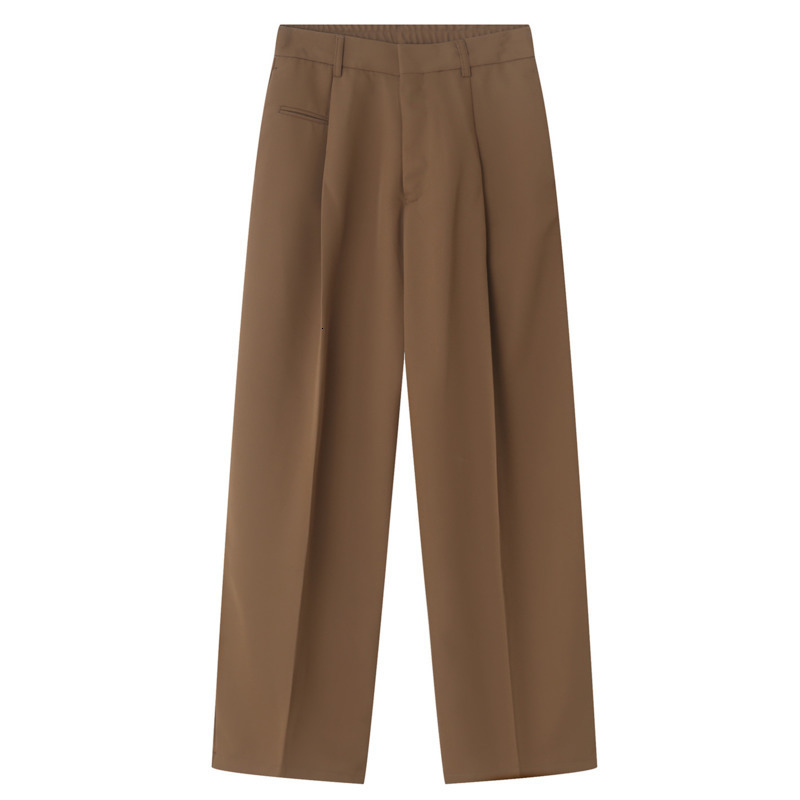 Mens Pants SYUHGFA Solid Color Casual Suit Trendy Summer Thin Simple Loose Pleated Wide Leg Straight Trousers Korean Fashion 230904