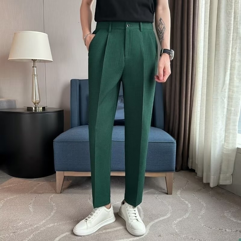 Mens Pants British Straight Suit Cropped Casual Business Slim Fitting Pendant 230904