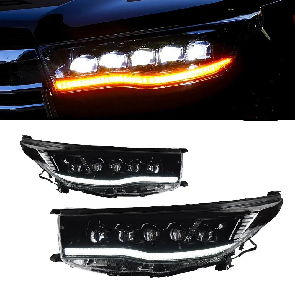 Car Headlights Accessory For New Kluger 20 15-20 18 Highlander Headlight LED Driving Lights High Beam Signal Lights