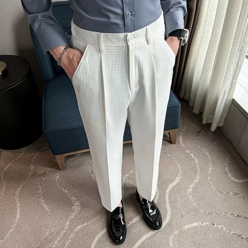 Mens Pants British Straight Suit Cropped Casual Business Slim Fitting Pendant 230904