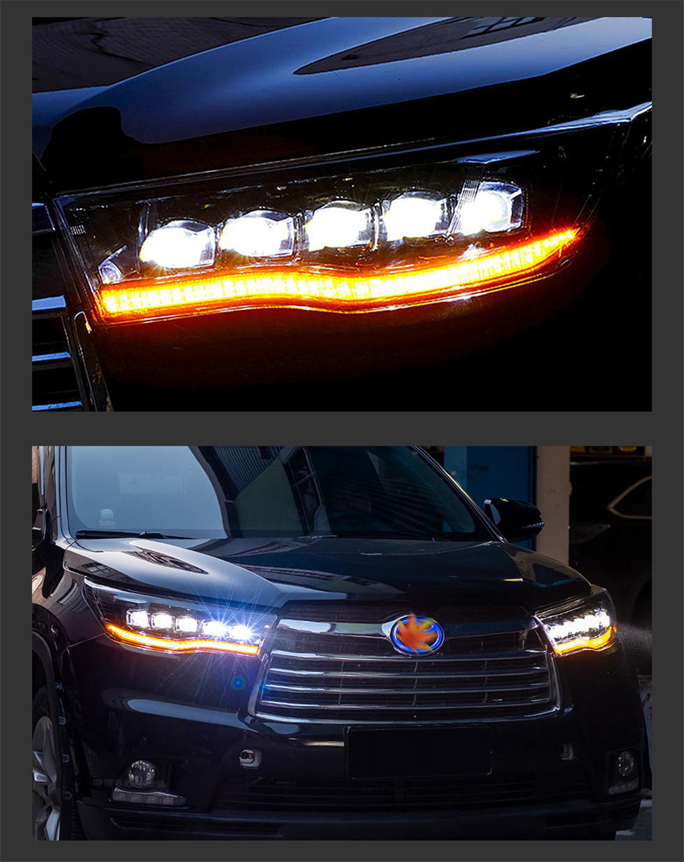 Car Headlights Accessory For New Kluger 20 15-20 18 Highlander Headlight LED Driving Lights High Beam Signal Lights
