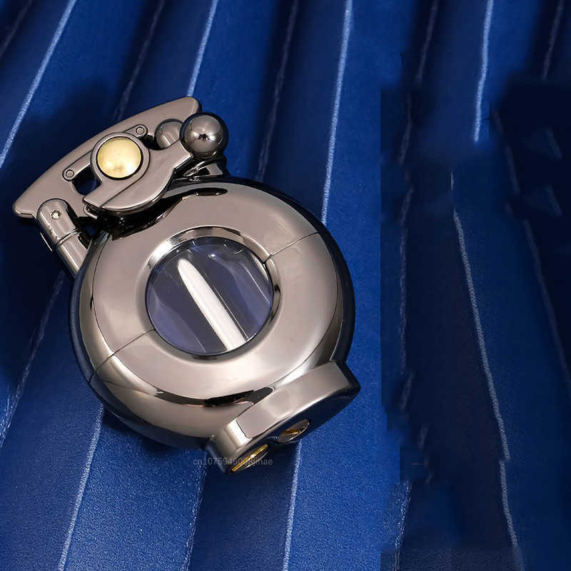 2023 New Creative Metal Windproof Kerosene Lighter Transparent Fuel Tank Rocker Arm Ignition Cool Smoking Men's Gift 67P4 W260202