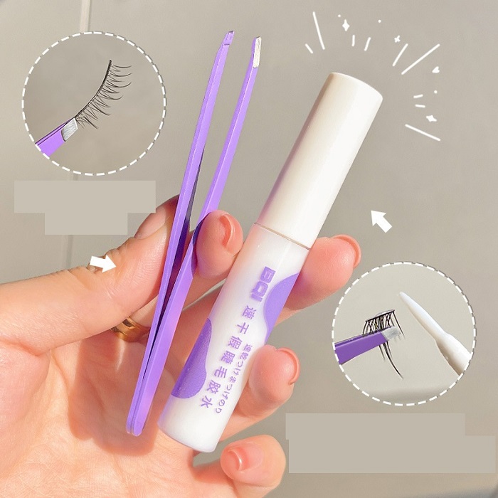 Makeup tool kits False eyelash glue tweezers set lashes clip eyelash glue tool Daily throwing lasting