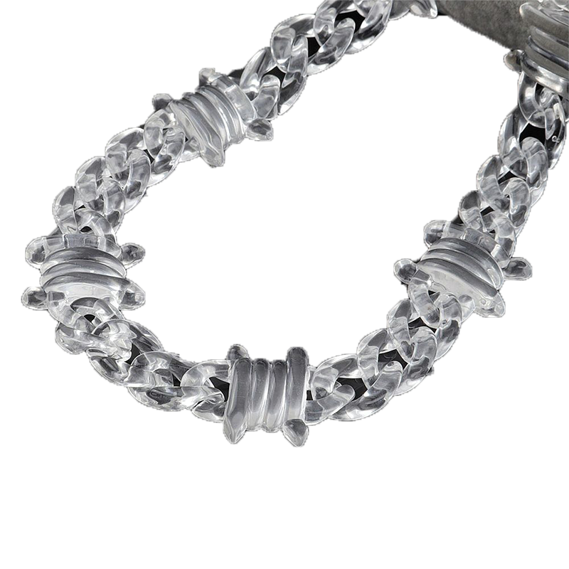 Punk Transparent Acrylic Chain Lock Necklace For Men Women Resin Clear Spike Collar Pendant Fashion Jewelry Chains