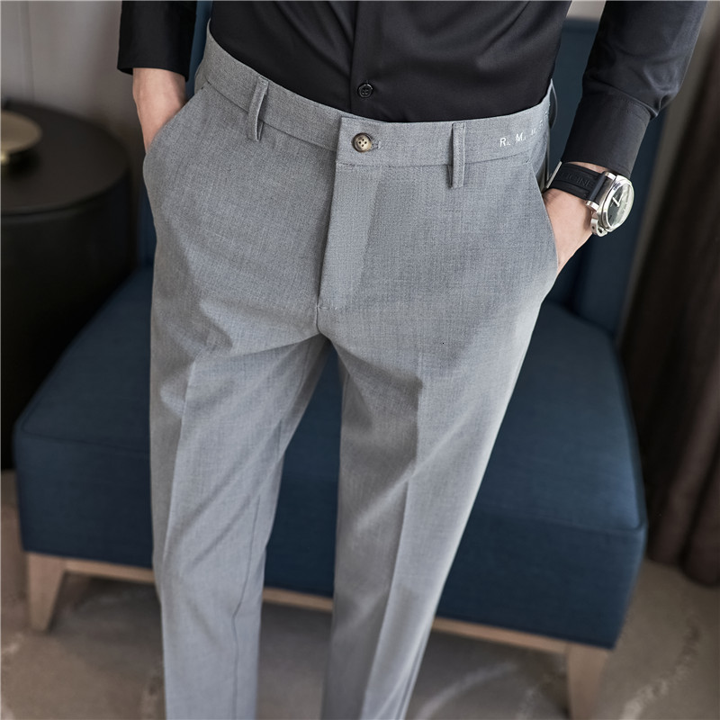 Mens Pants Men Noniron fabric Slim Straight Black Casual Solid Suit Male High Quality Business pants Thin Formal Trousers 230904